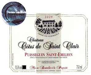 Puisseguin Saint-Emilion (Château Côtes de Saint Clair