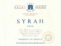 Cave Saint Desirat Vin de Pays des Collines Rhodaniennes Syrah