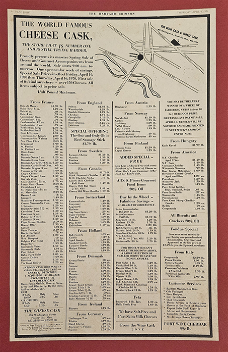 old wine cask ad from 1970 – cheese sale