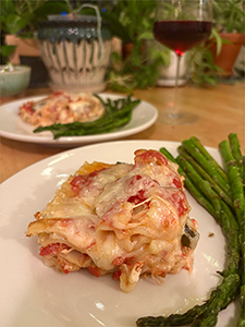 Mac and cheese with orange cheddar and elbows pasta