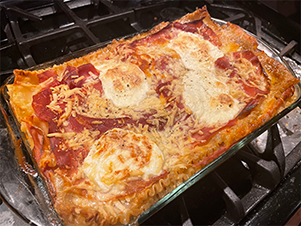 Mac and cheese with orange cheddar and elbows pasta