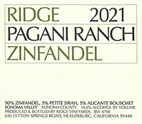 Ridge Zinfandel Pagani Ranch